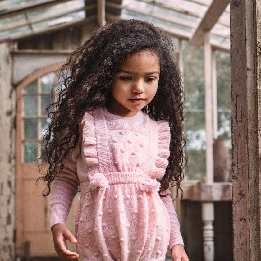 Ruffled Popcorn Romper | cashmere/ merino
