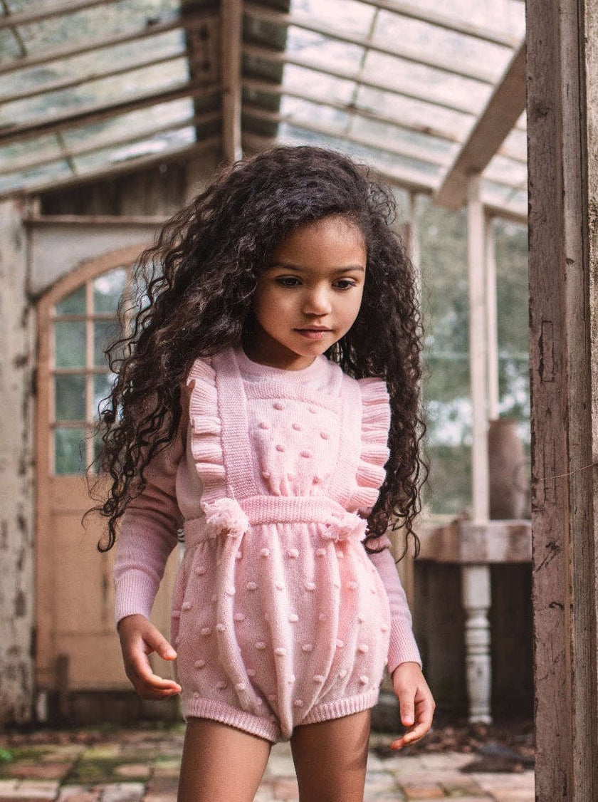 Ruffled Popcorn Romper | cashmere/ merino
