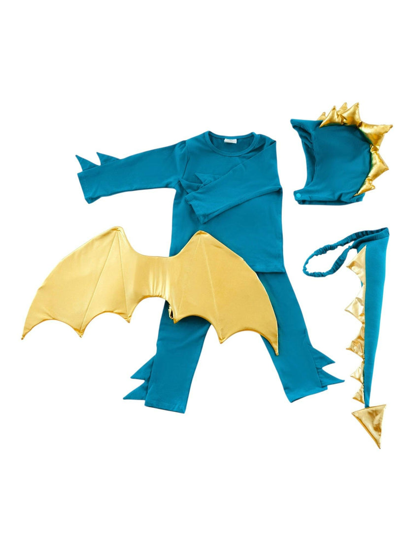 Jade Blue and Gold Dragon Costume
