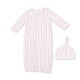 Marnie Rosebud Stripe - Kimono Gown and Knotted Hat
