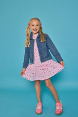 Jody Dress - Magenta Clip Dot Stripe