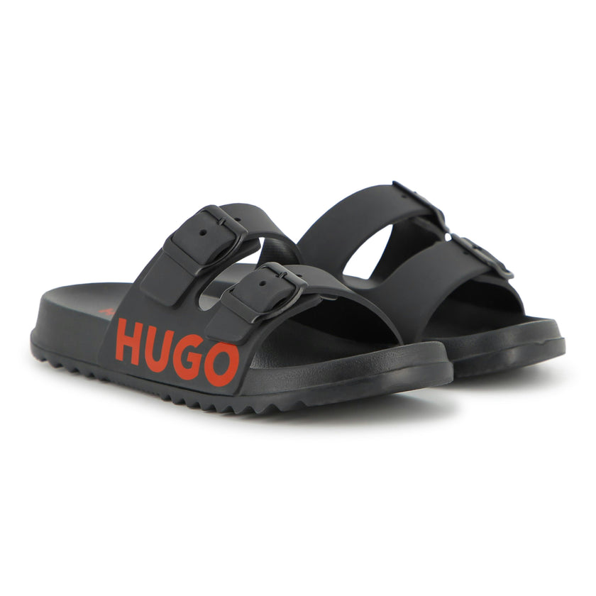 Boys Black Logo Sliders
