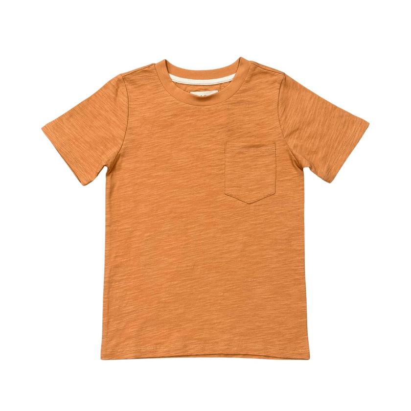 Boys Short Sleeve Pocket Shirt in Dusty Orange