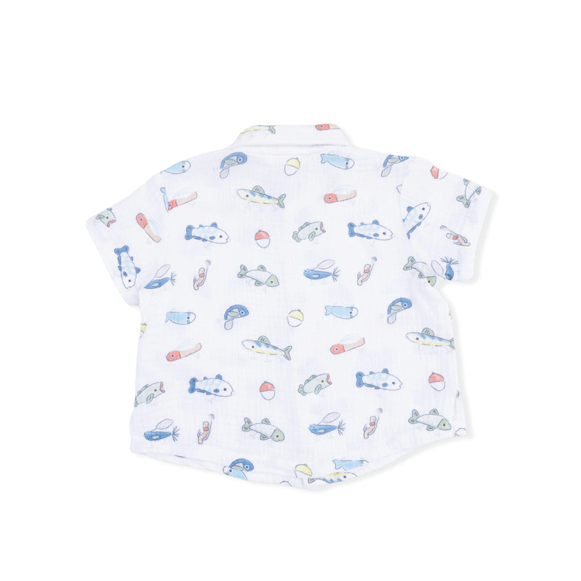 Fishing Lures - Polo Button Up with Casual Short & Bucket Hat