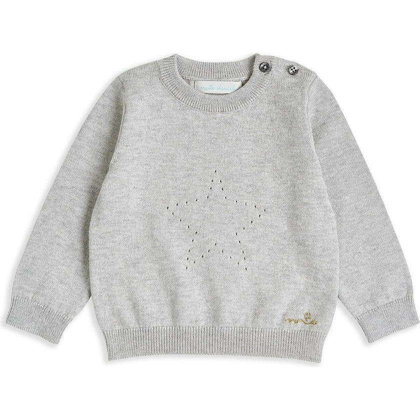 Pointelle Star Crawler Set - Grey
