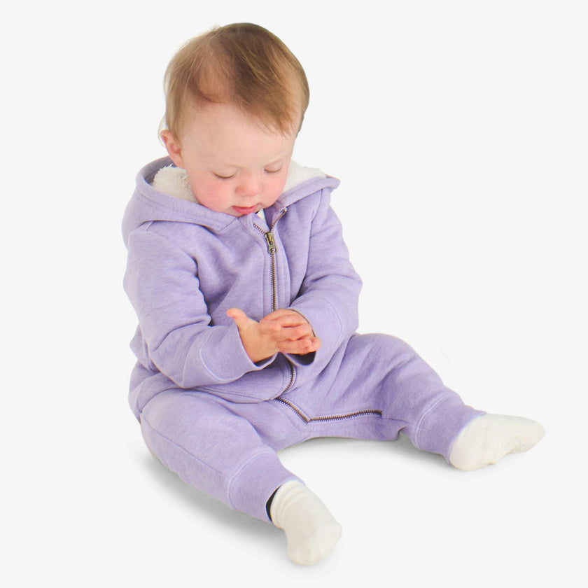 Baby teddy fleece-lined zip romper