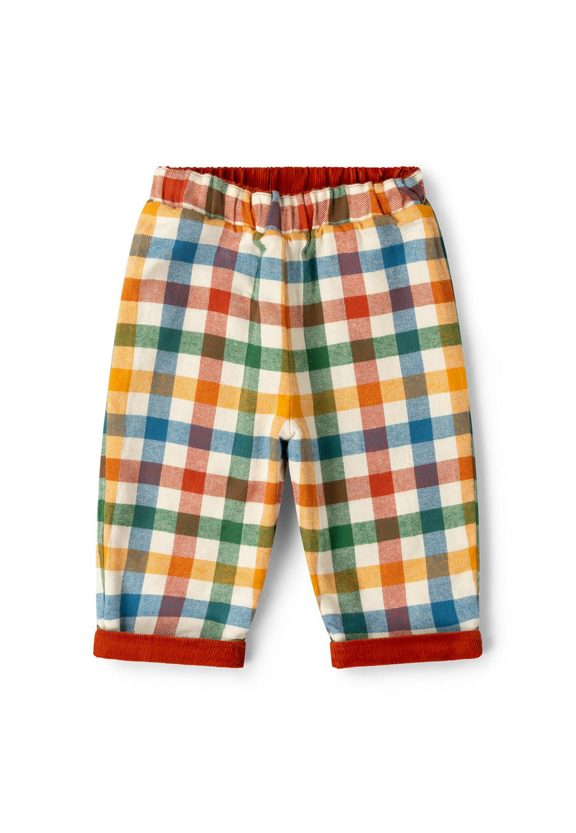 Golden Rainbow Check Reversible Pull On Trousers, Red