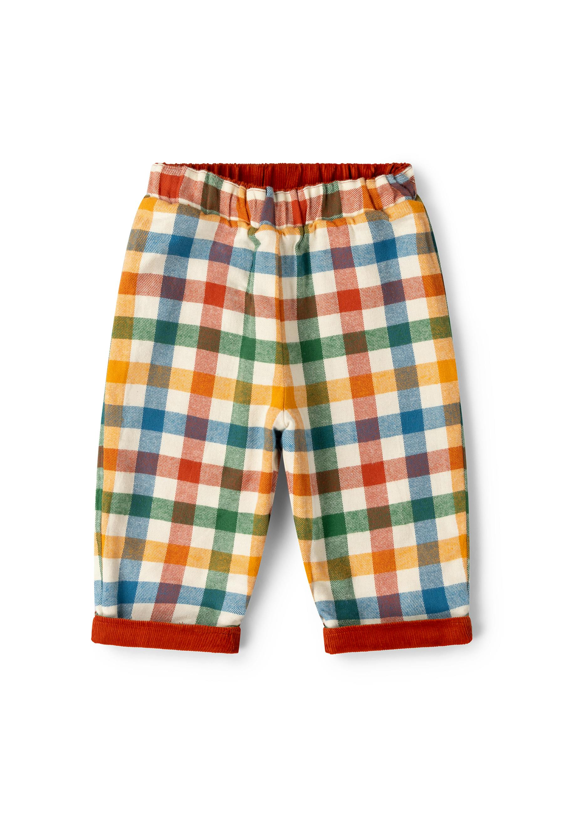 Golden Rainbow Check Reversible Pull On Trousers, Red