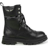 Logo-Print Laces Leather Combat Boots