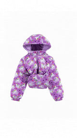 Blake Hooded Reversible Lightweight Down Puffer Jacket, Flying Unicorn
