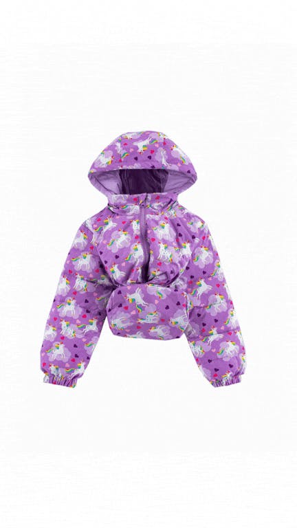 Blake Hooded Reversible Lightweight Down Puffer Jacket, Flying Unicorn
