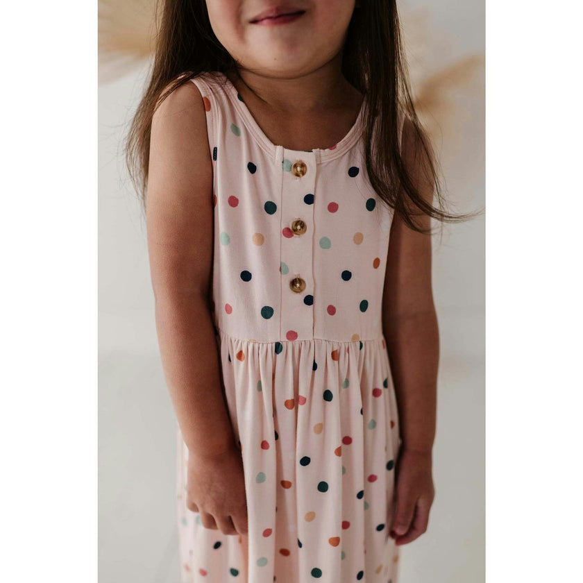 Henley Tank Dress Summer Polka Dots