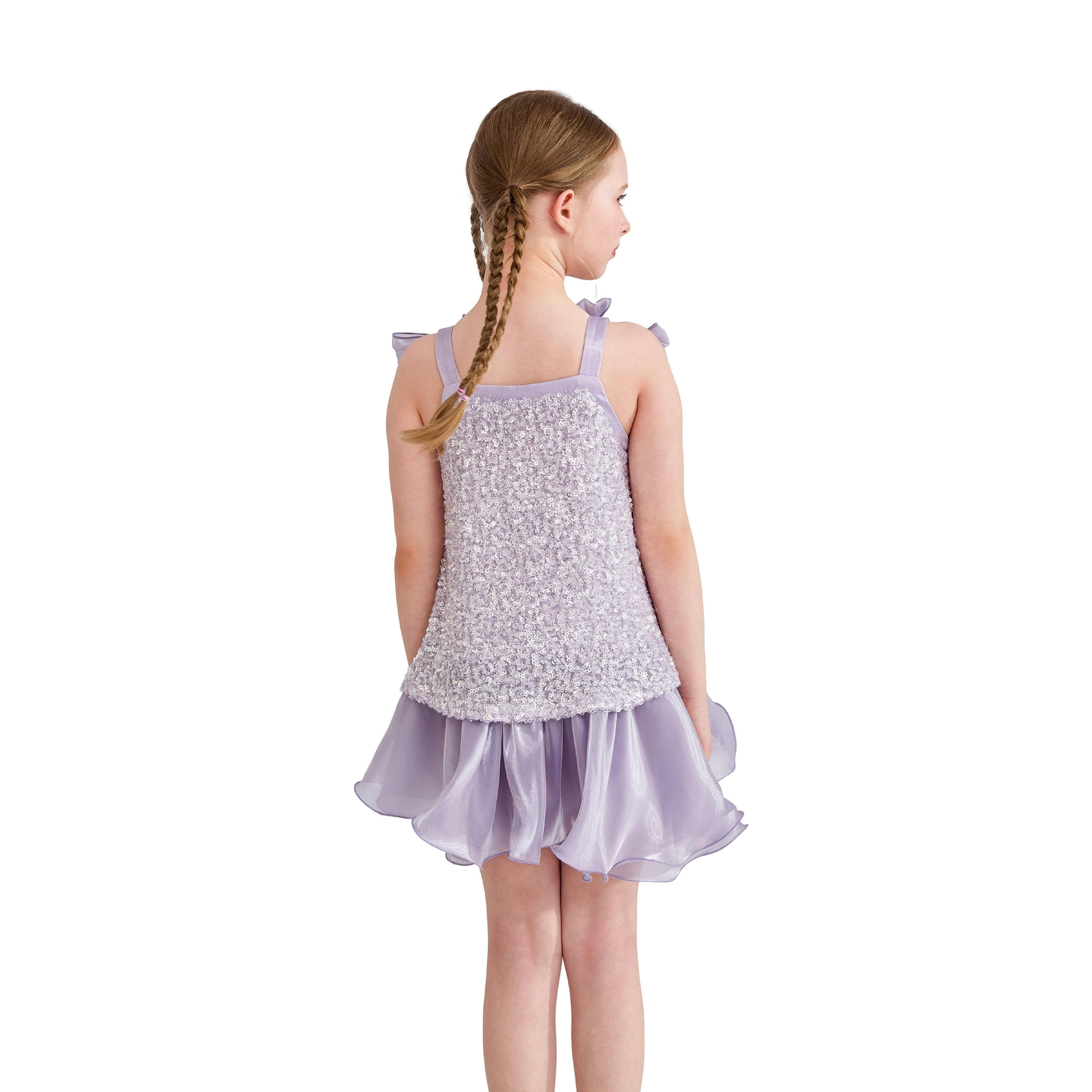 Purple Aurielle Beaded Bow Dress