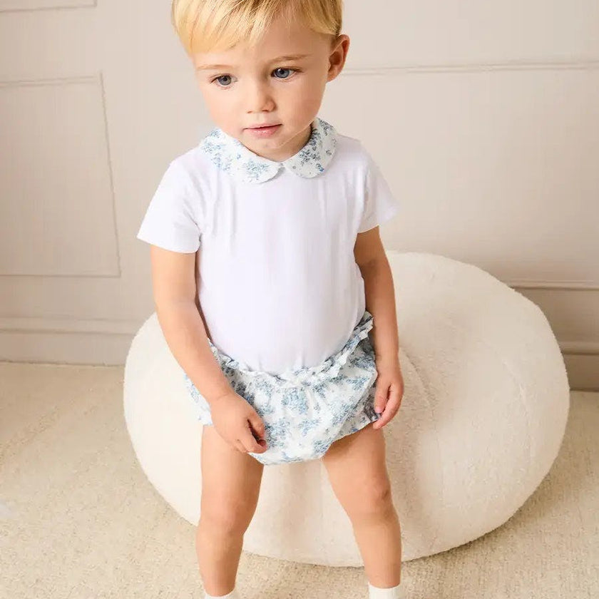 Audrey Toile Peter Pan Collar Bodysuit in Blue (1mth-2yrs)