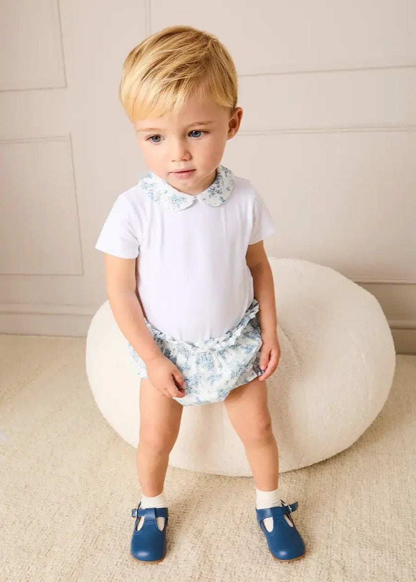 Audrey Toile Peter Pan Collar Bodysuit in Blue (1mth-2yrs)