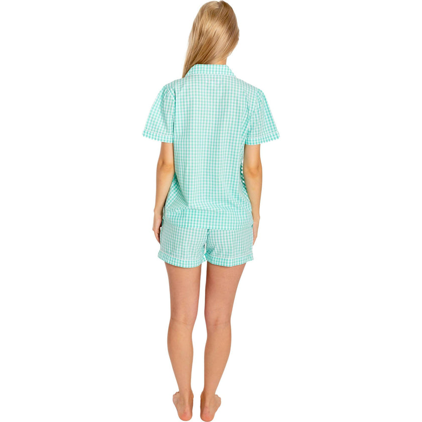 Women's Hepburn Gingham Mint Short PJ Set - Organic Cotton Poplin