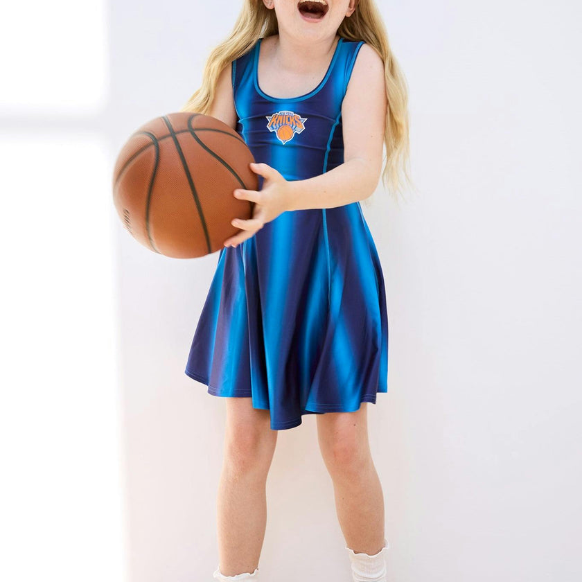 New York Knicks Basketball Girls Skater Dress in Blue Ombre