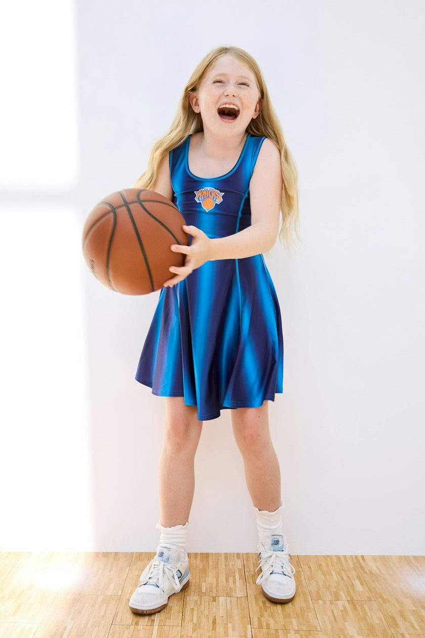 New York Knicks Basketball Girls Skater Dress in Blue Ombre