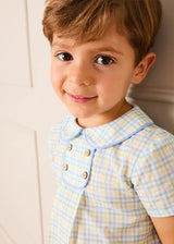 Pip Check Button Detail Short Sleeve Shirt in Green (12mths-5yrs)