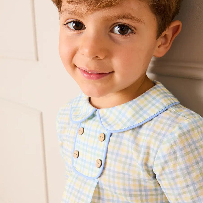 Pip Check Button Detail Short Sleeve Shirt in Green (12mths-5yrs)