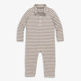Baby polo romper in mini stripe