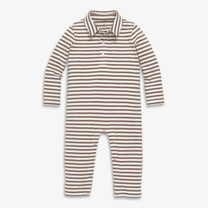Baby polo romper in mini stripe
