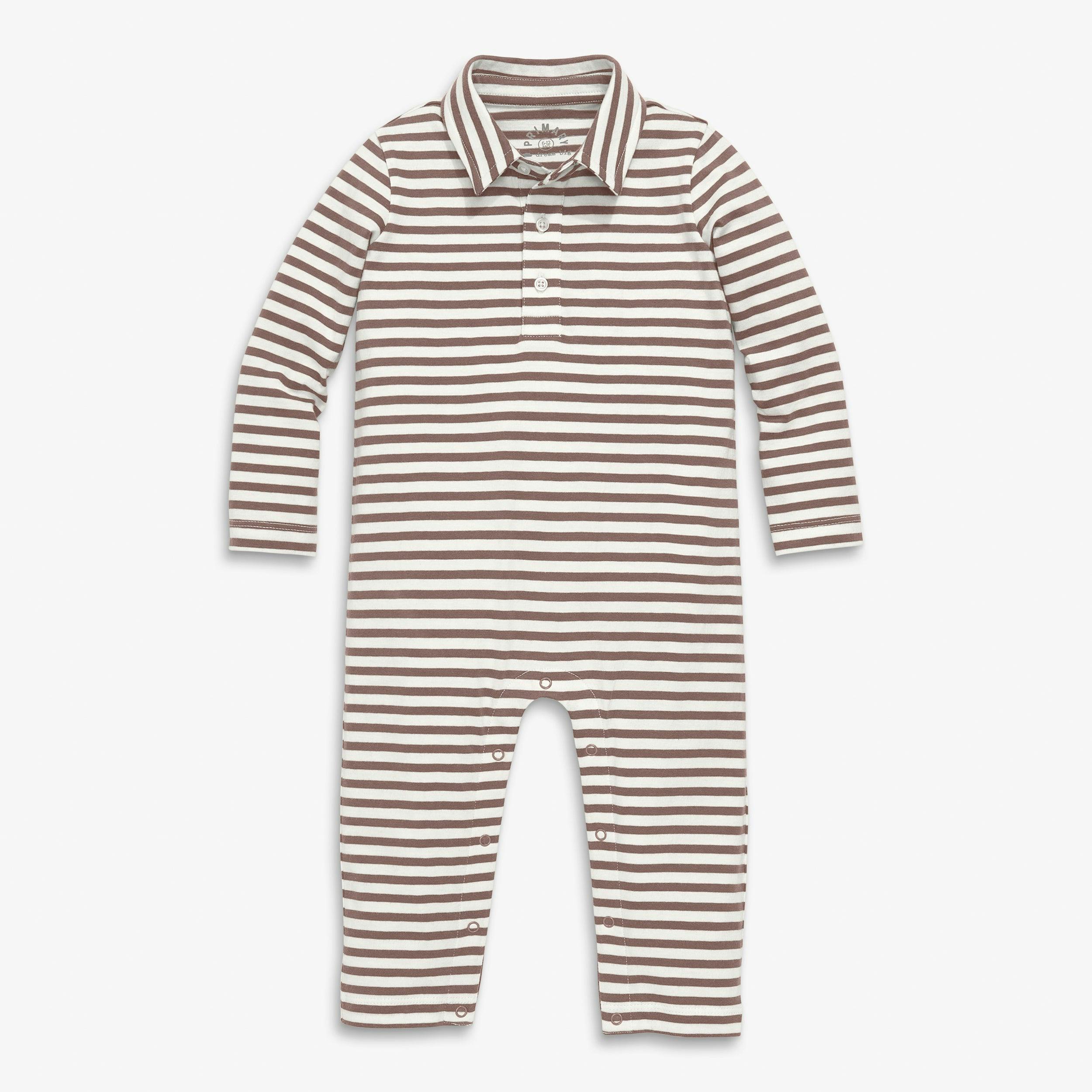 Baby polo romper in mini stripe