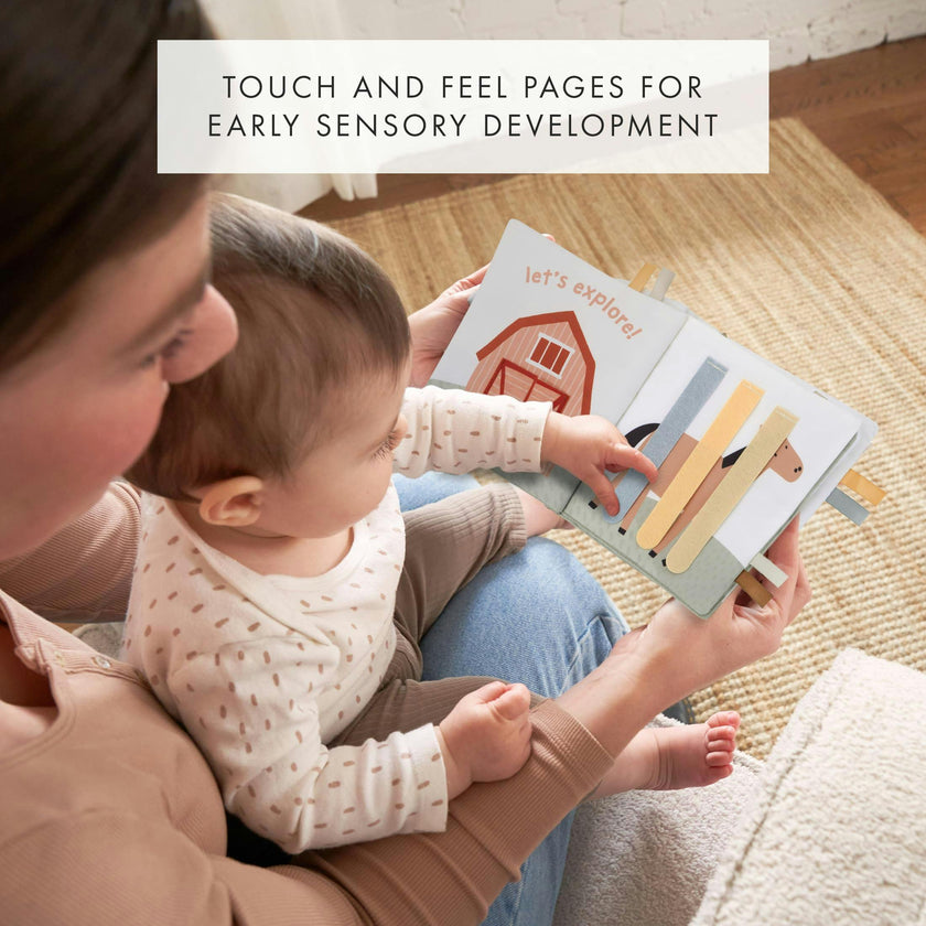 Soft Baby Book with Touch and Feel Pages - Sensory Book for Babies 0-6 Months with Textured Animals, Mirror & Crinkle Paper - Perfect for Baby Showers