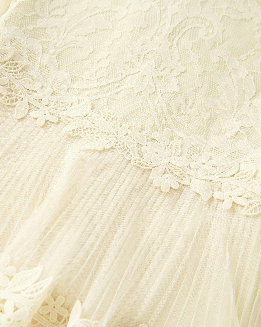 Peggy Lace Midi Dress, Crème