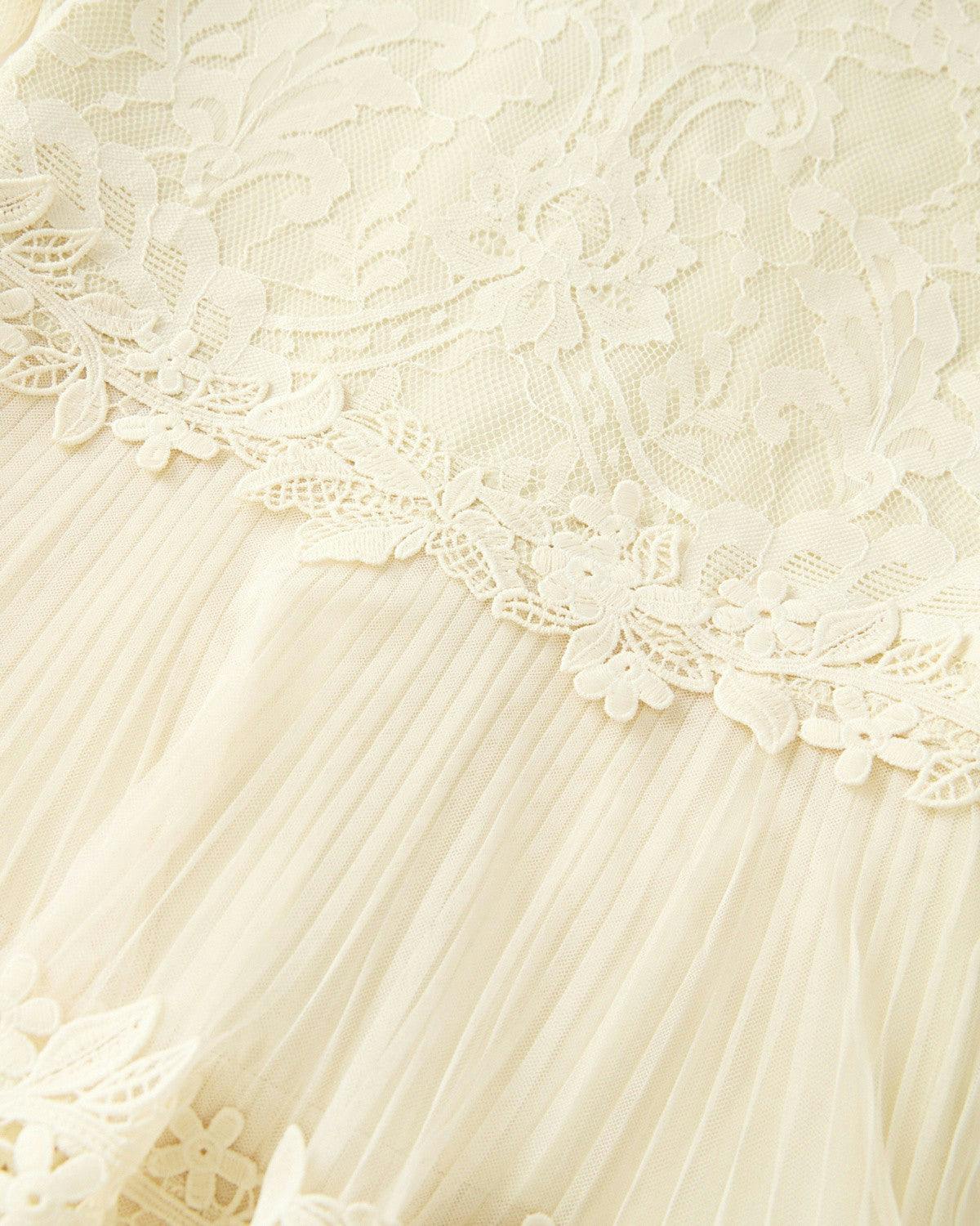Peggy Lace Midi Dress, Crème