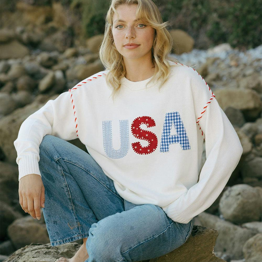 Riley Crew - USA Patchwork