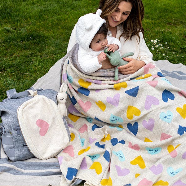Smiley Hearts Baby Blanket Set