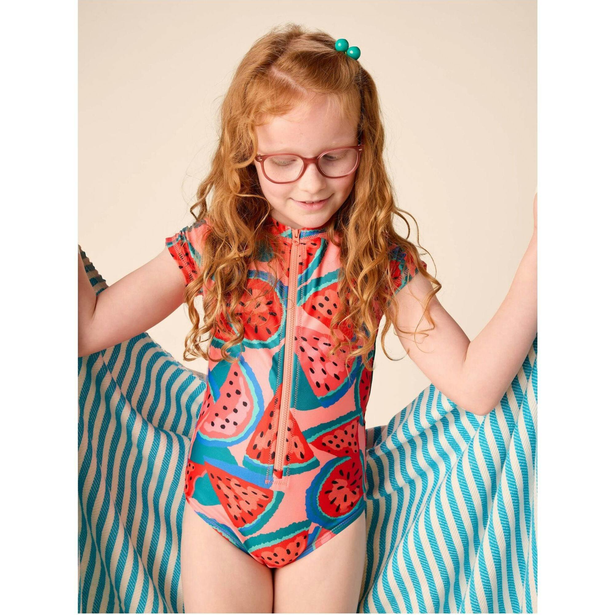 Rash Guard One-Piece Swimsuit, Orange