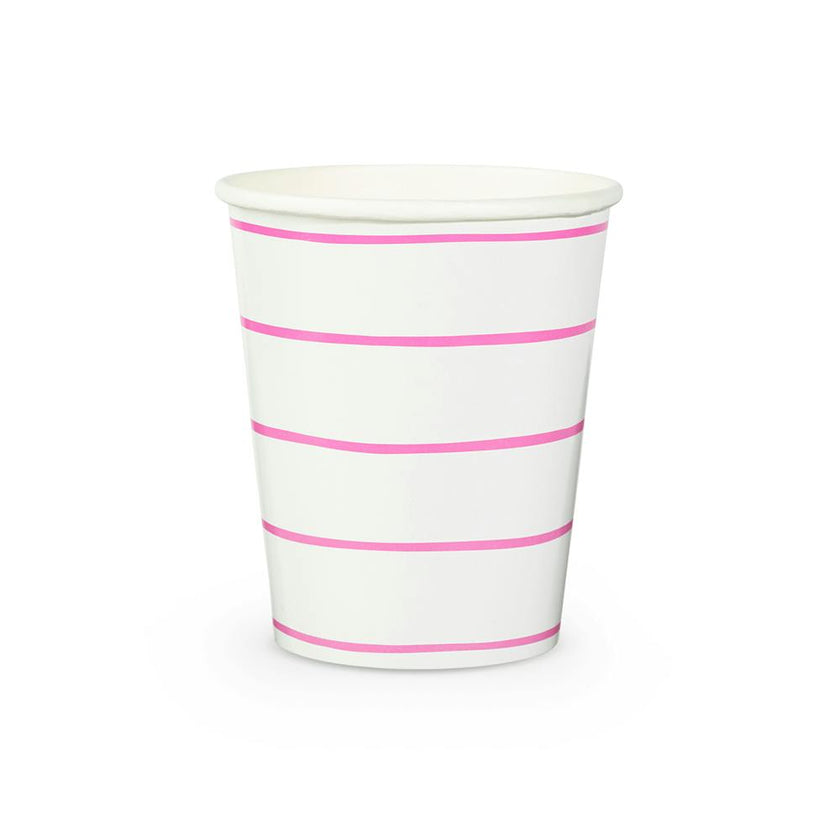 Cerise Frenchie Striped 9 oz Cups