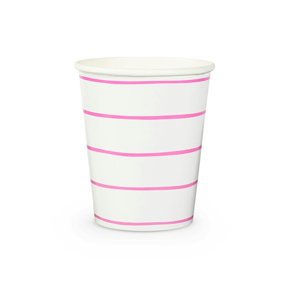 Cerise Frenchie Striped 9 oz Cups