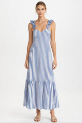Zoe Coastal Blue Stripe Midi Dress