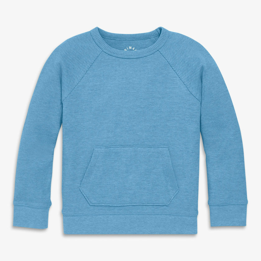 Kids heathered waffle pocket tee