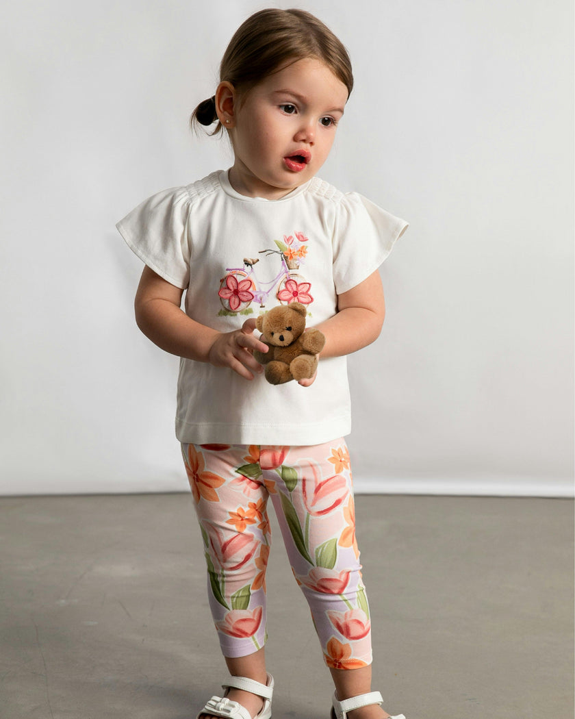 Graphic Top and Floral Legging Set