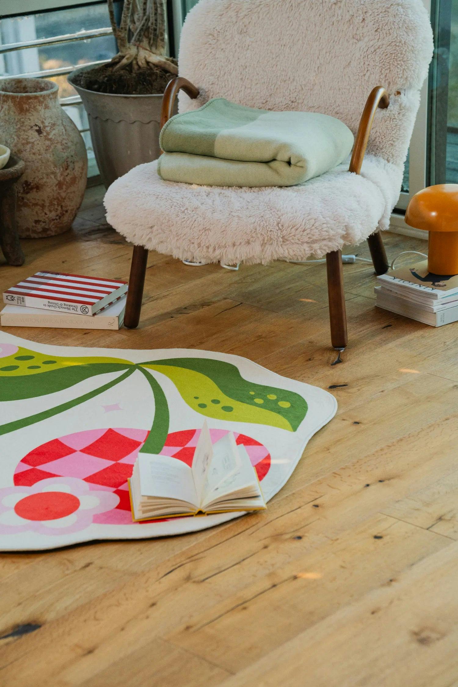 Irregular Pink and Red Checkered Cherry Rug by Jessica Miller