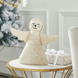 Handmade Cat Angel Felt Christmas Tree Topper Cream
