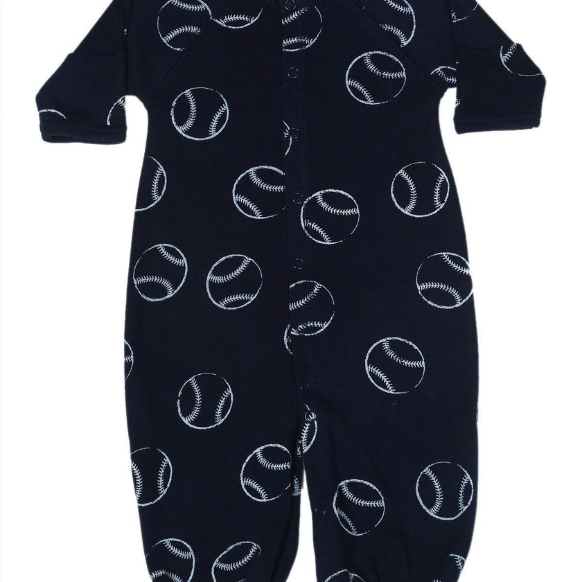 Baby Converter Gown - Baseballs on Navy