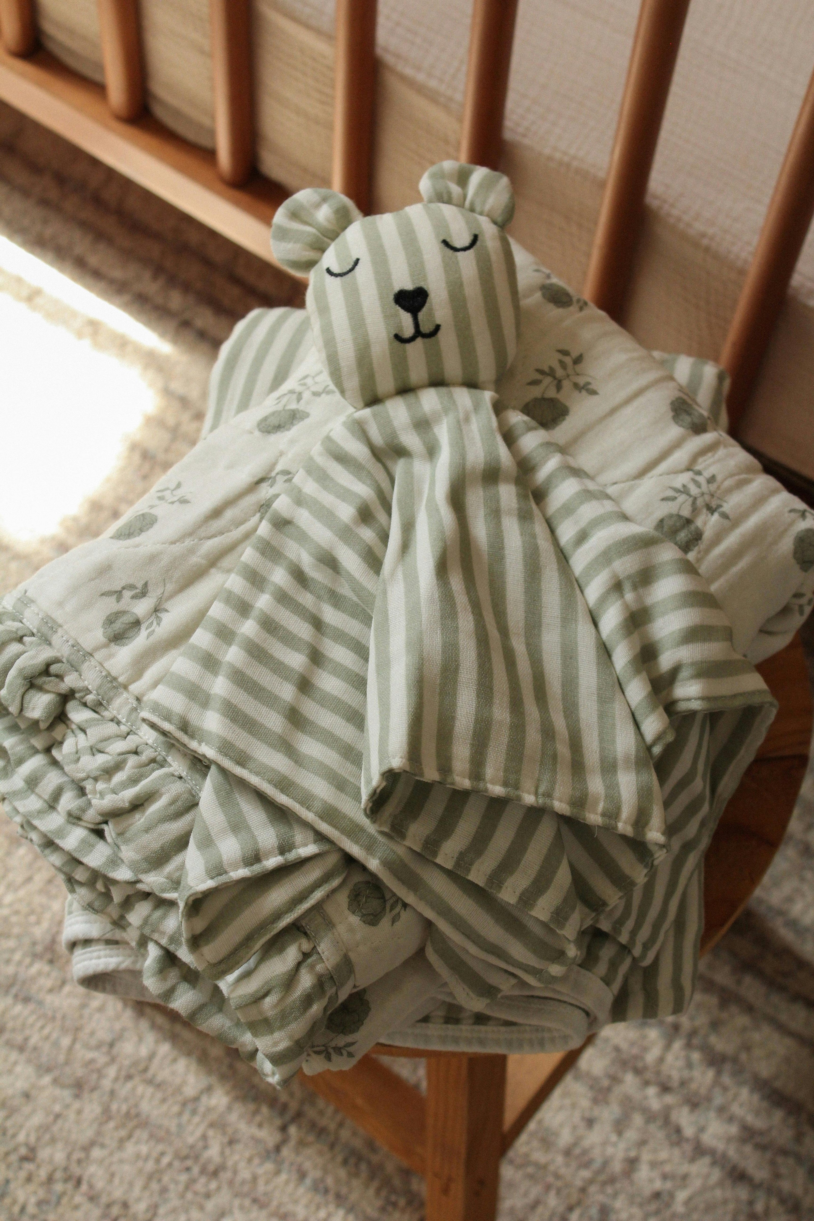 Ellis Green Stripe Bear Lovey