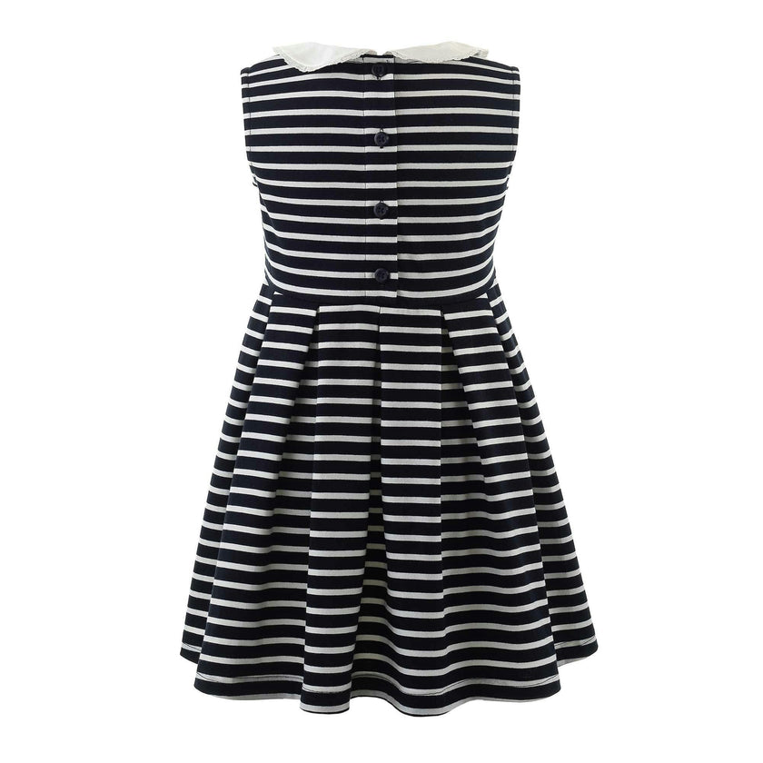 Breton Striped Contrast Collar Jersey Dress