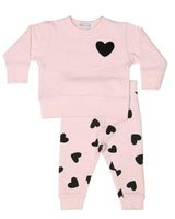 Toddler Chenille Heart Sweat Set - Pink
