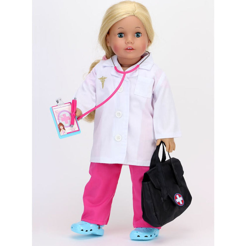 Sophia's 10-Piece Medical Set wth Scrubs, Lab Jacket and Accessories for 18" Dolls, Multi