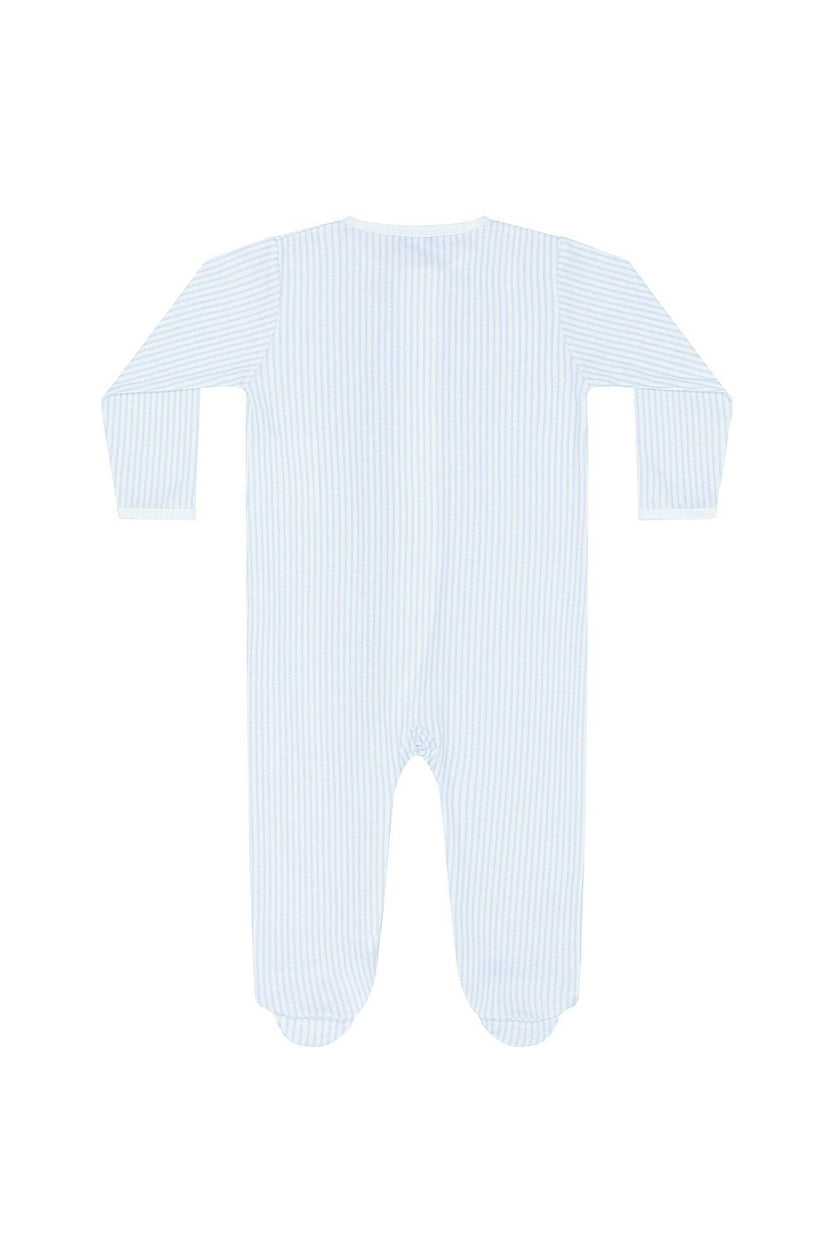 Blue Classic Stripes Zipper Footie