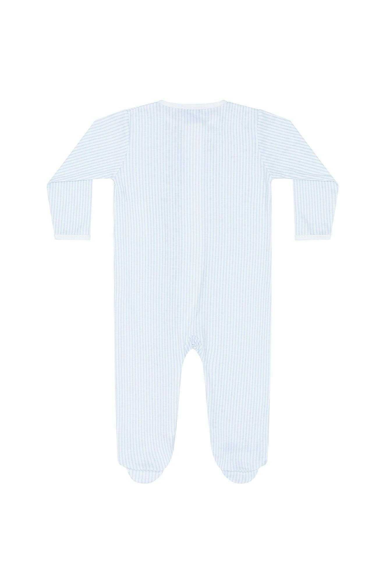 Blue Classic Stripes Zipper Footie