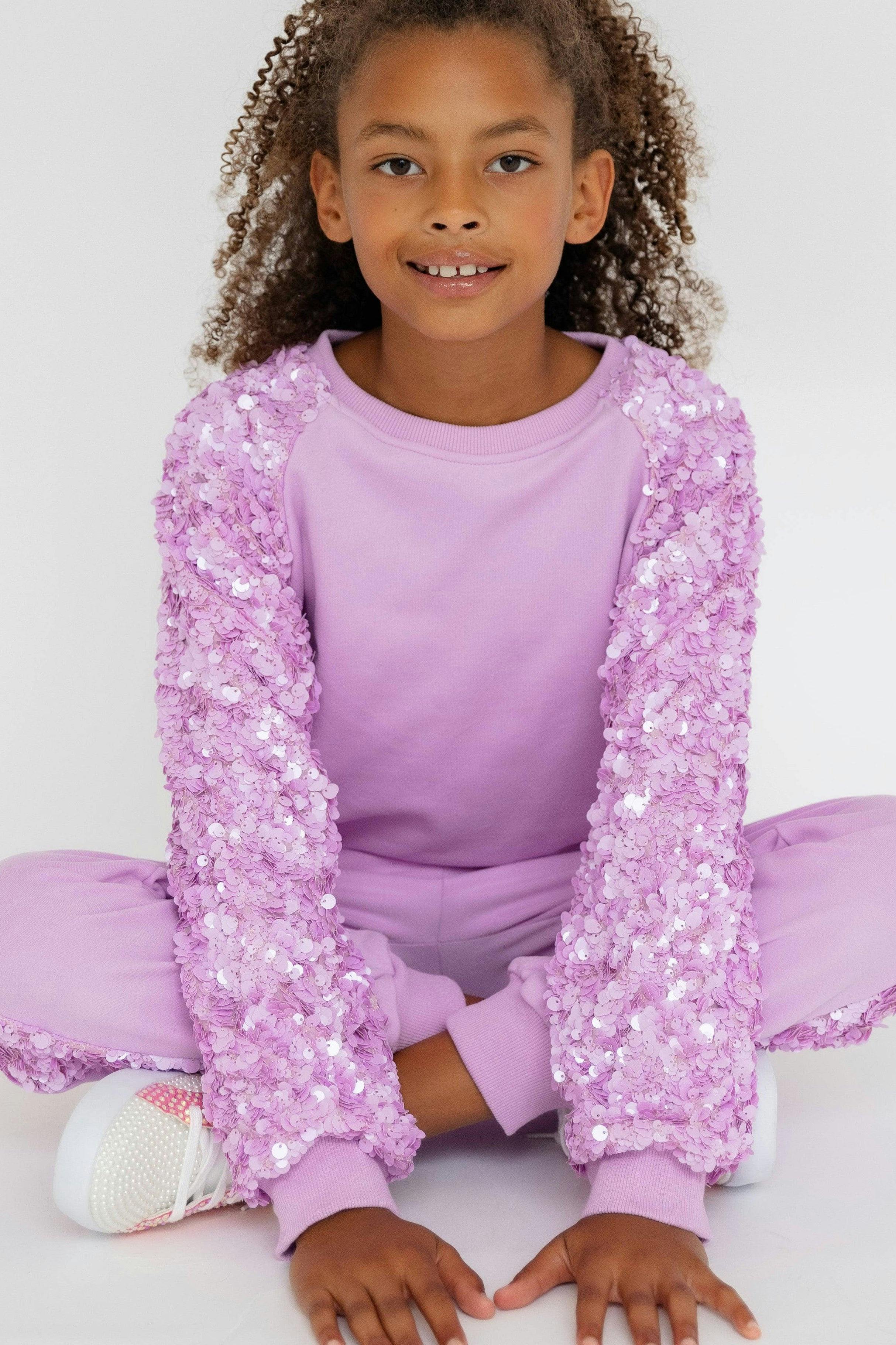 Lavender Sequin Joggers Set