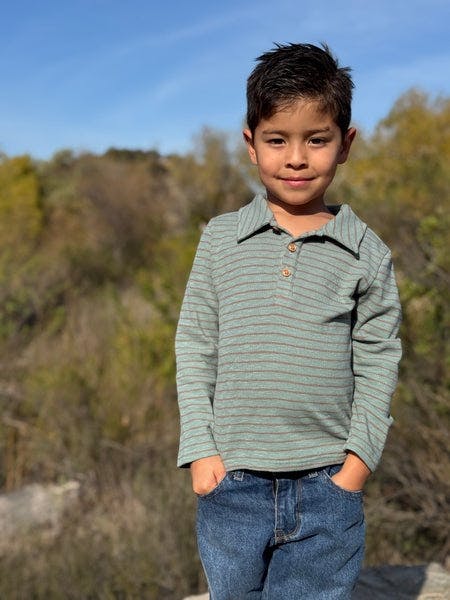 SPENCER Beige/Green stripe Polo