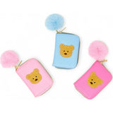 Teddy Pom Pom Zip Wallet